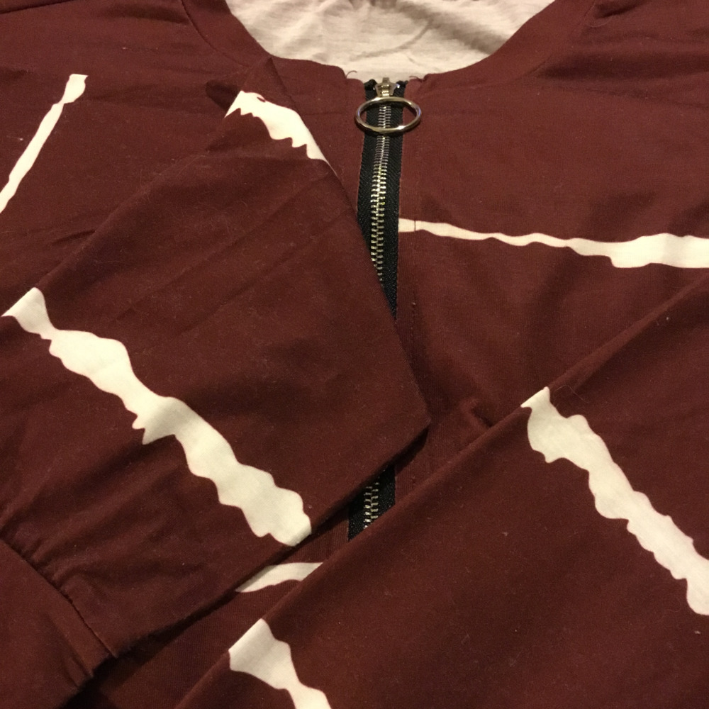 Womens color block sweatshirt long sleeve zipper loose pullover top